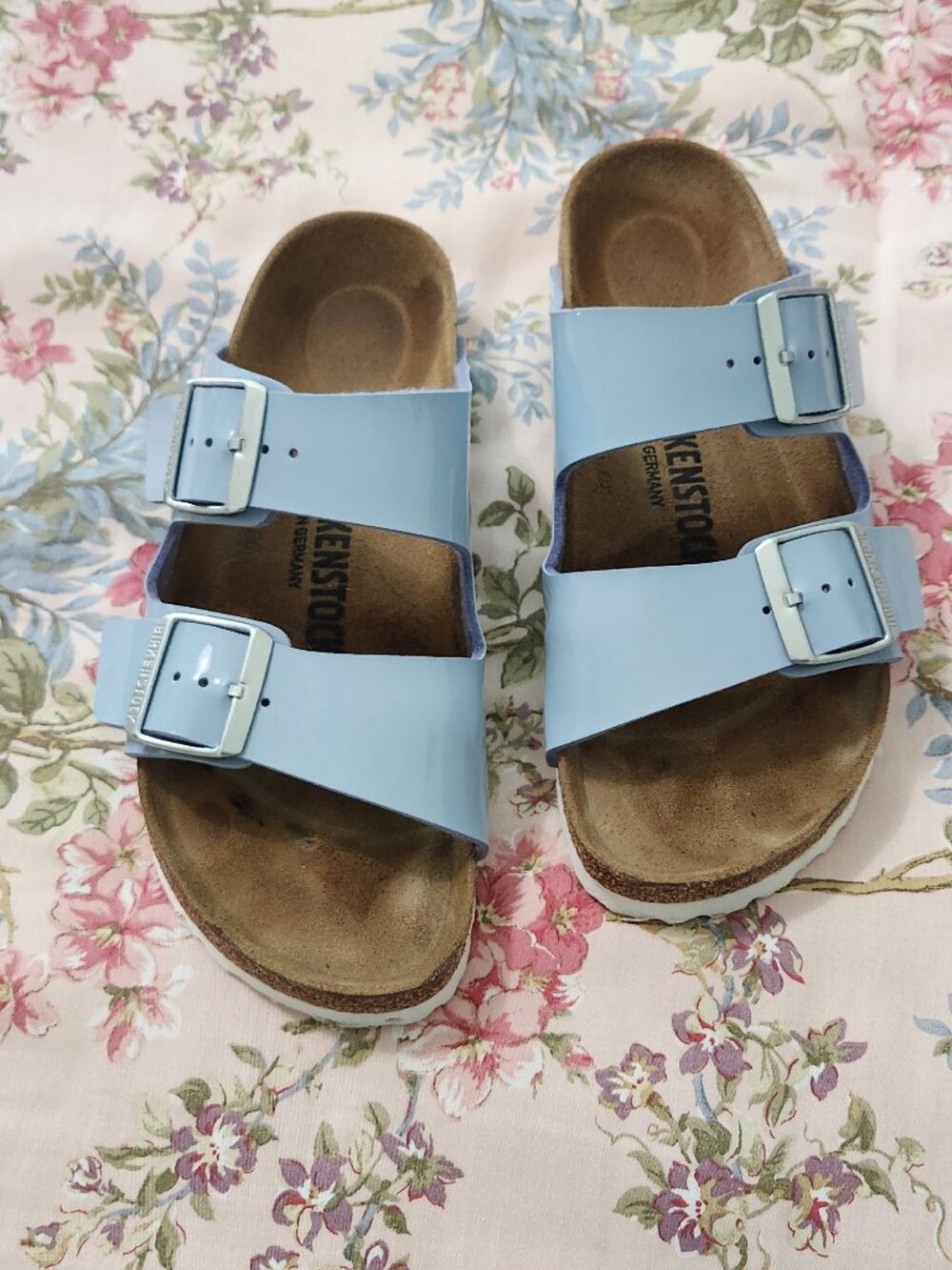 Birkenstock-Beautiful Light Blue Patent Leather Sandals